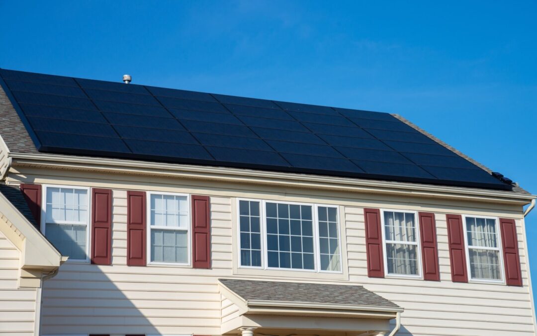 exterior of home with solar panels